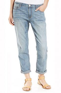 DKNY Straight Leg Cuffed Jeans
