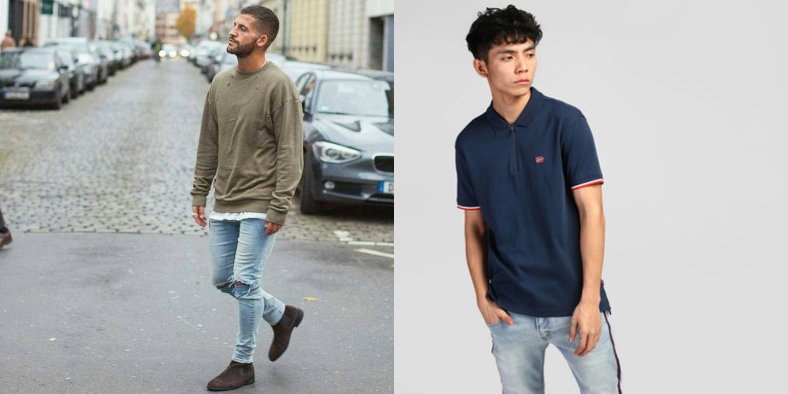 Sweat and polo with jeans
