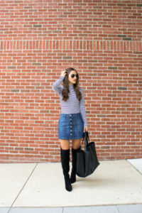 american eagle for Wear Denim skirt to Style your Winter.