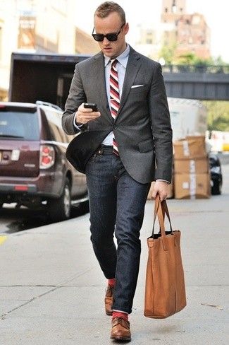 formal shoes with jeans and blazer